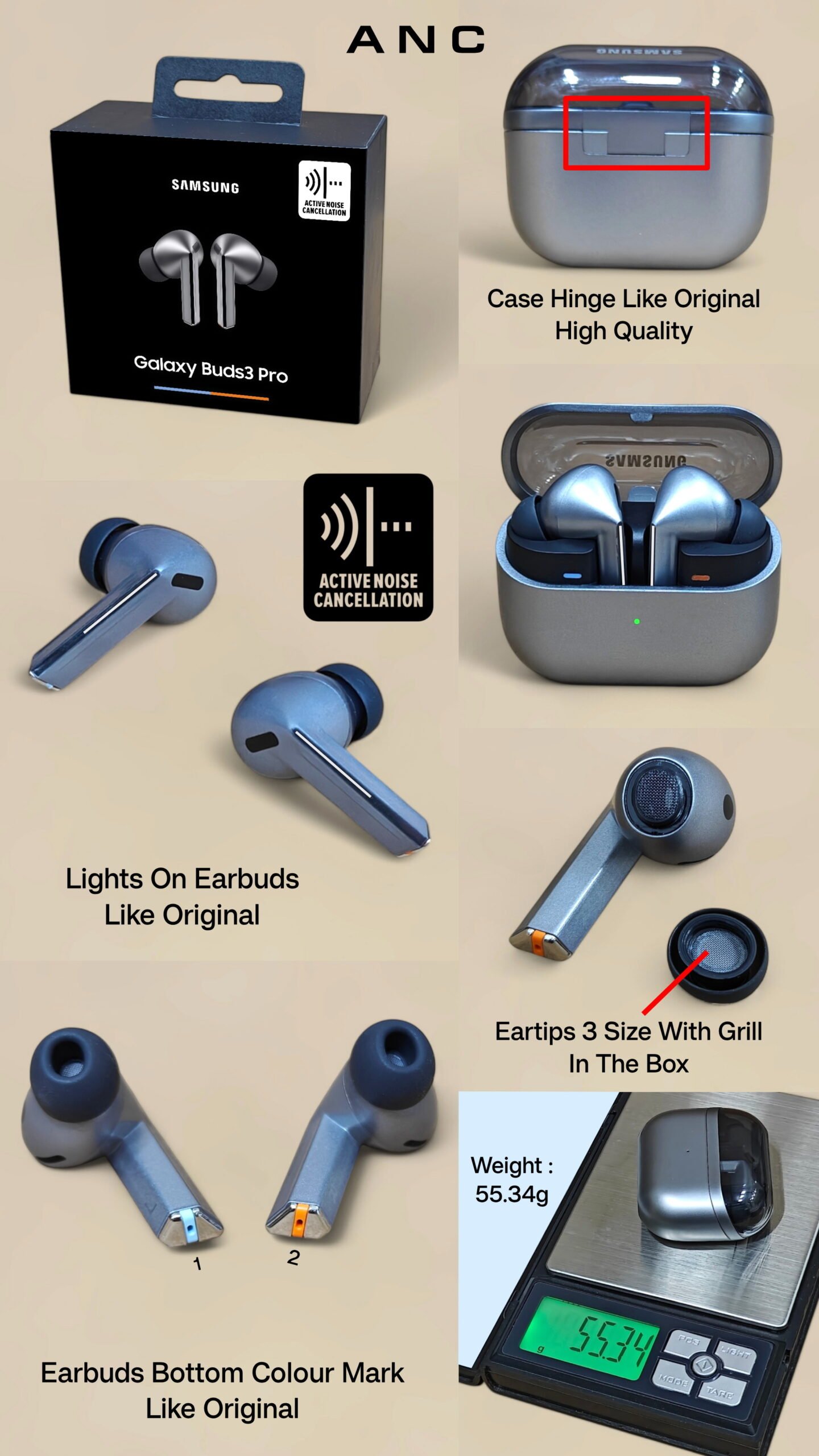 Samsung Galaxy Buds 3 Pro (ANC + ENC) – Hi-Res Audio | Bluetooth 5.3 | Touch Control