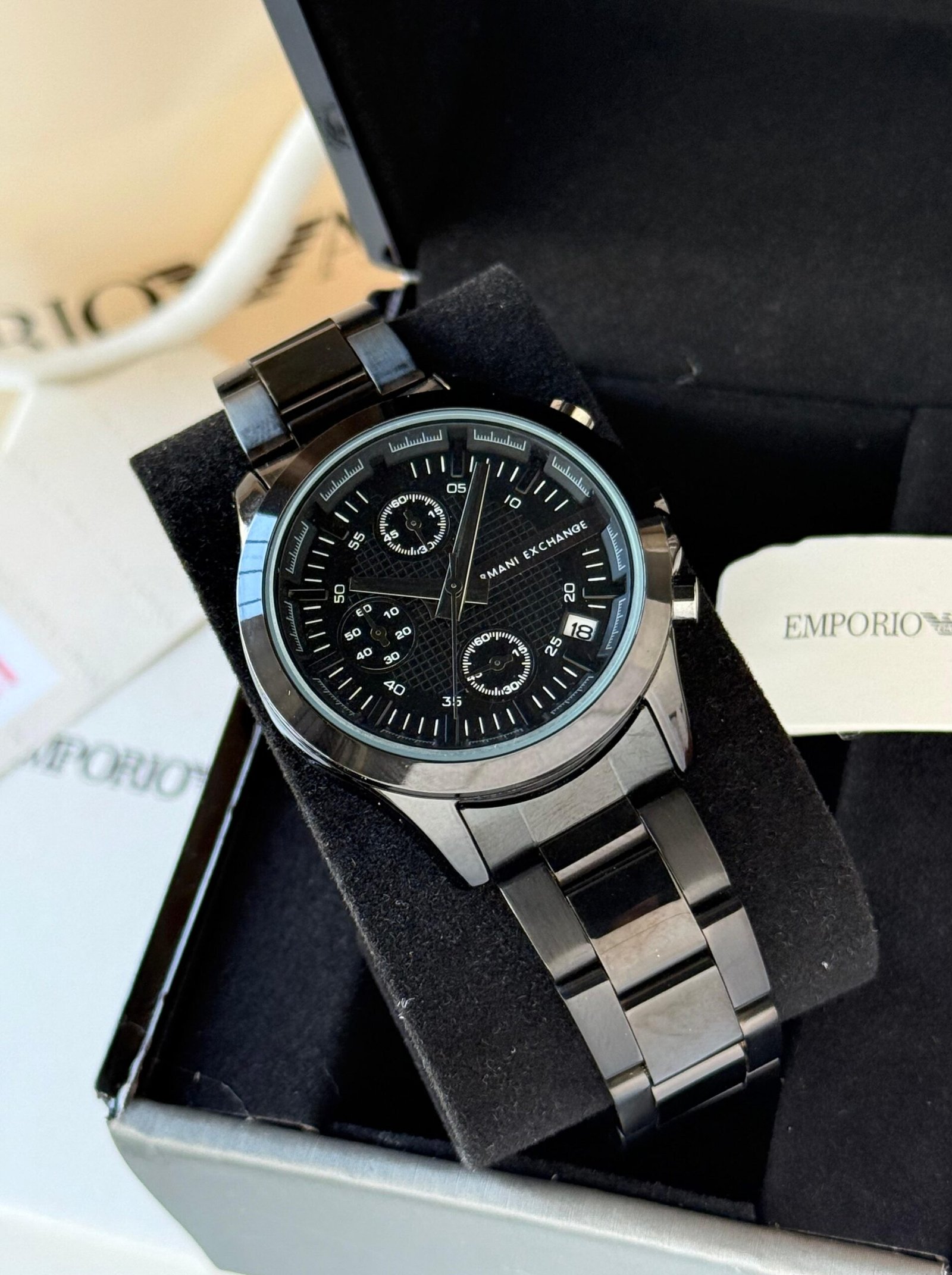 WhatsApp Image 2025-12-20 at 15.46.13_9f0f0114 Armani Exchange Women’s Chronograph Watch – Black Stainless Steel | 35mm Luxury Watch