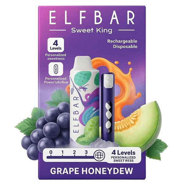 grape-honeydew-elfbar-sweetking ELFBAR SWEETKING Grape Honey Dew 30000 Puffs High-Performance Disposable Vape – Malaysia Original