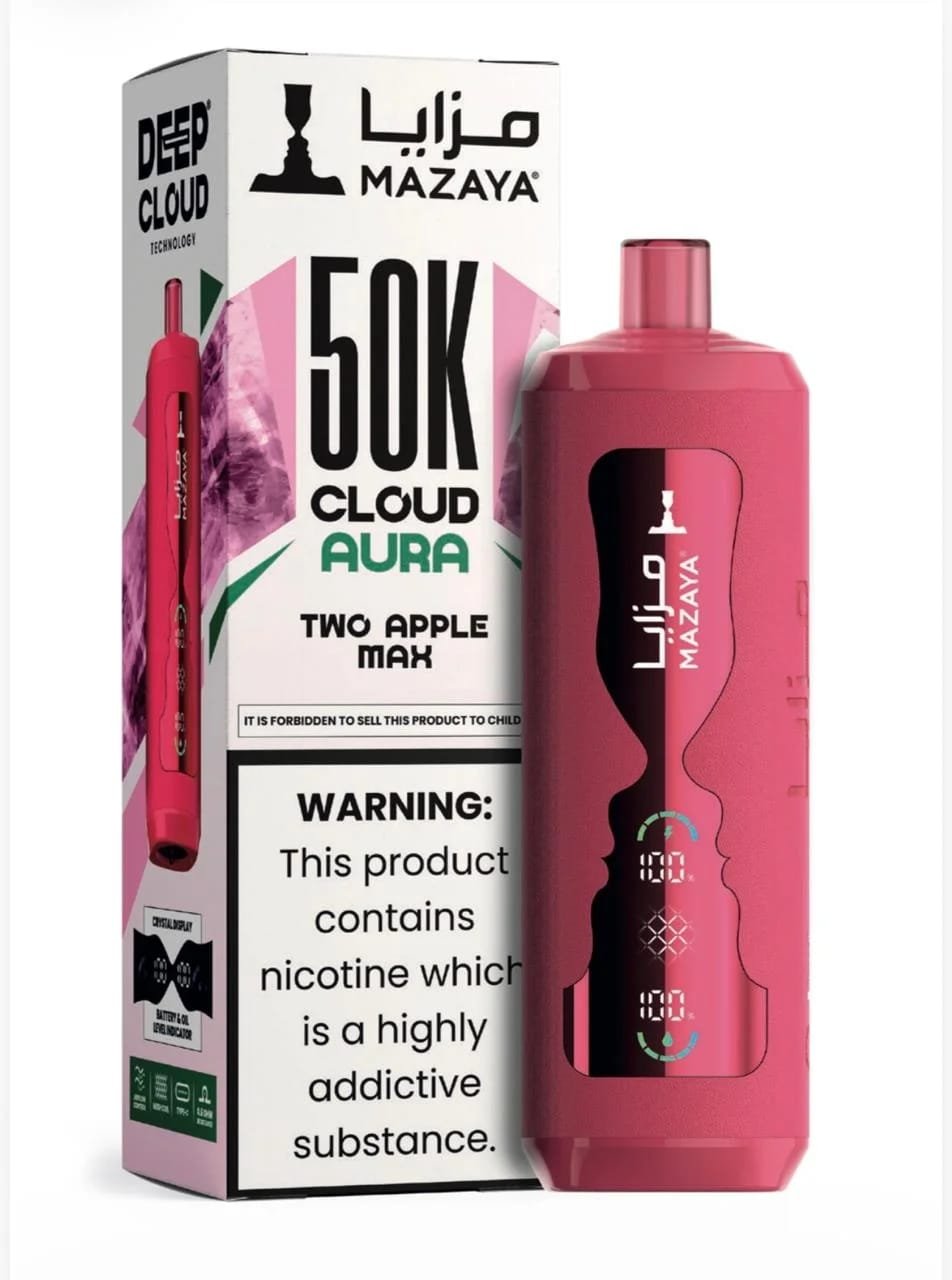 WhatsApp Image 2026-03-30 at 2.27.07 PM (2) Mazaya Cloud Aura 50K Puffs Two Apple Max