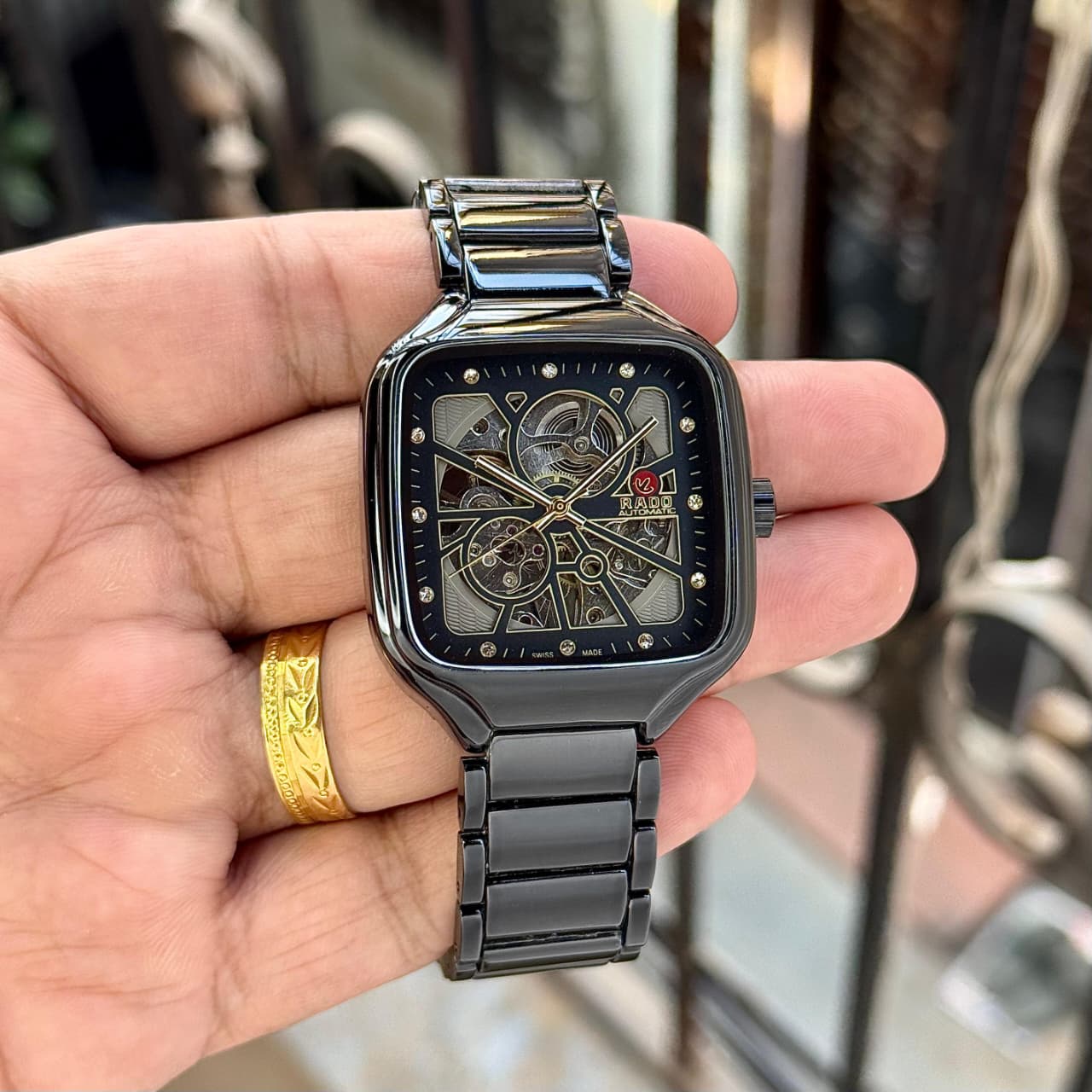 RADO Automatic Skeleton Black Metal Edition First Copy Watch For Men